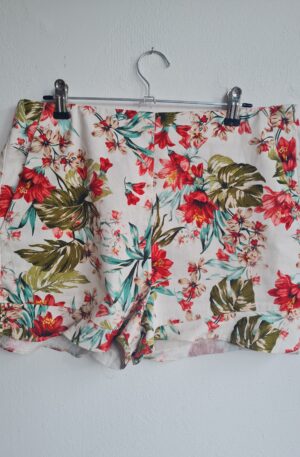 Short fleurs et volants ZARA blanc- T.40