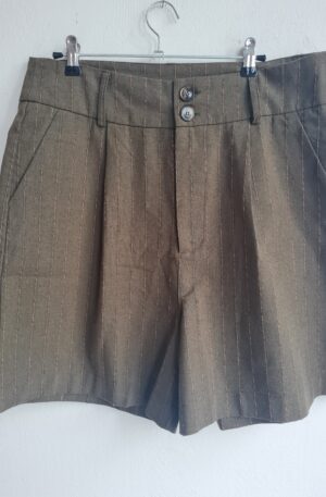 Short lin ARIANNE kaki fines rayures - T.40-42